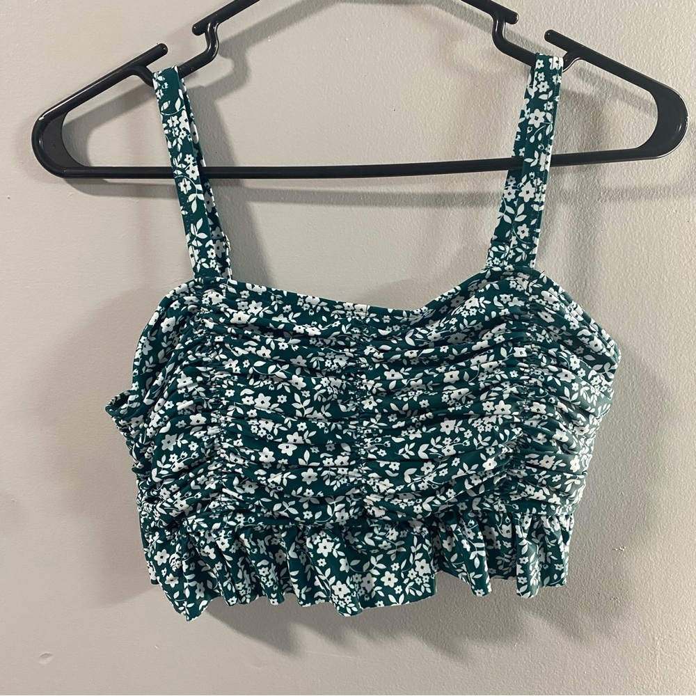Floral Green Bikini Top size medium